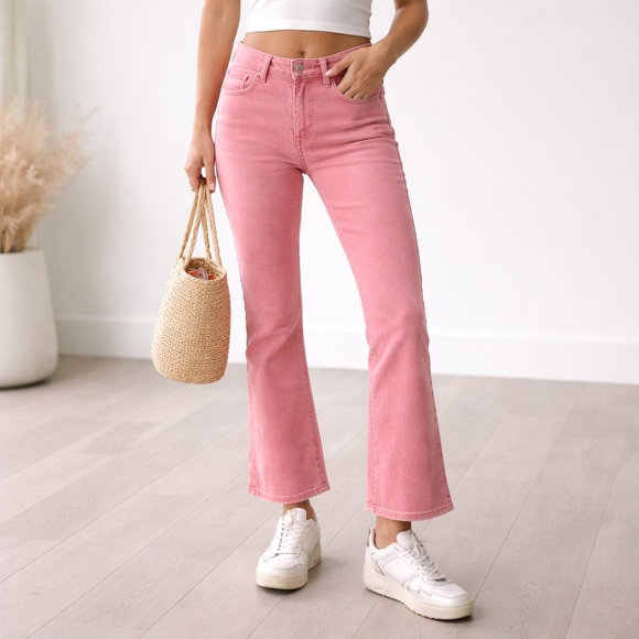 Sam Edelman Denim - Sam Edelman Pink Kick Flare Jeans Size 8 Mid Rise Stretch